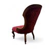 Image 2 : Vintage Carved Open Arm Balloon Back Chair With Red Velvet Upholstery & Floral Motif , On Casters