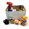 Image 1 : Box Full Of Collectibles, Vintage Childrens Toys, Art Glass, Crystal Bowls, Etc..