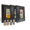 Image 1 : 3 Framed Painted Porcelain Tiles & 4 Silver Cased Salt & Pepper Shakers