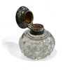 Image 2 : Vintage Cut Glass Sterling Top Ink Well , Engraved " E.R"