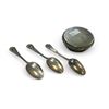 Image 2 : 3 Sterling Silver Engraved Spoons With .800 Silver Lidded Engraved & Embossed Container