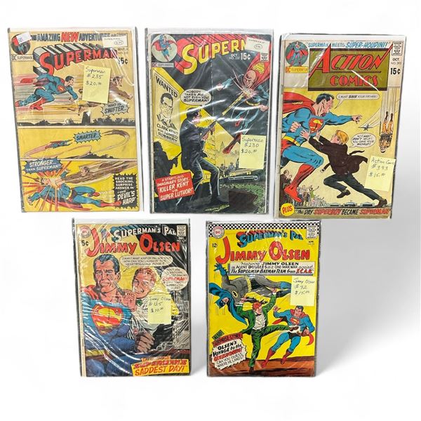 5 Vintage Superman Comics, #235, #230, #393, #92, & #125