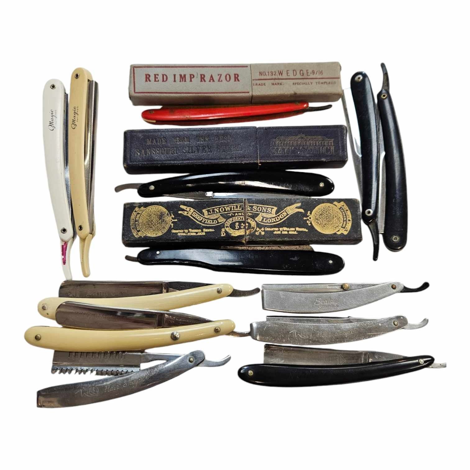 Large Assortment Of Vintage Straight Razors, Some In Original Cases ...