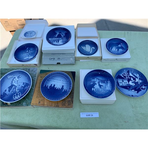 Royal Copenhagen, Bing & Grondahl, & Hutschenreuther Cobalt Blue Plates