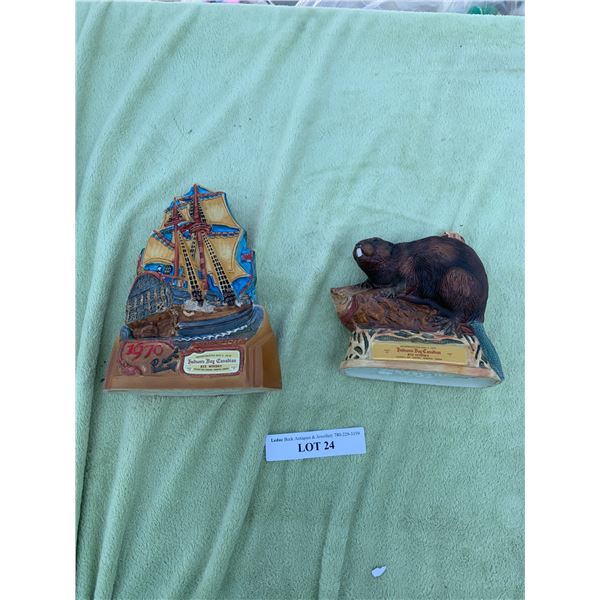 Kilay Porcelain Hudson Bay Beaver & 1670 -  1970 Whisky Bottles