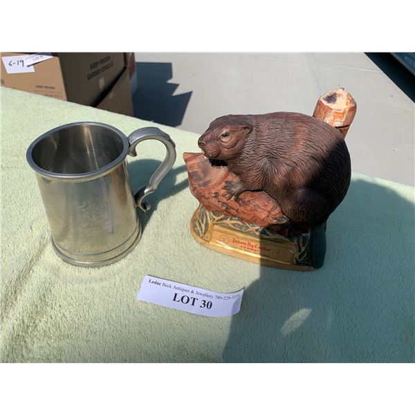 Kilay 25 oz Hudson Bay Beaver Bottle & Pewter Beer Stein