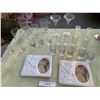 Image 1 : Calla Lily Candle Holders, Shot Glasses, Glass Mugs & Pair Wedding Picture Frames