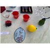 Image 4 : Hand Painted Bowls & Vases, Cheese Set, Wine Glasses, Glass Lemon, Pepper Pear, Red Container, Tim H