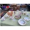 Image 1 : Variety of Teacups & Dishes, Glass Teapot, Vintage Pink Glasses, Lord's My Sheppard Plate, Vintage V
