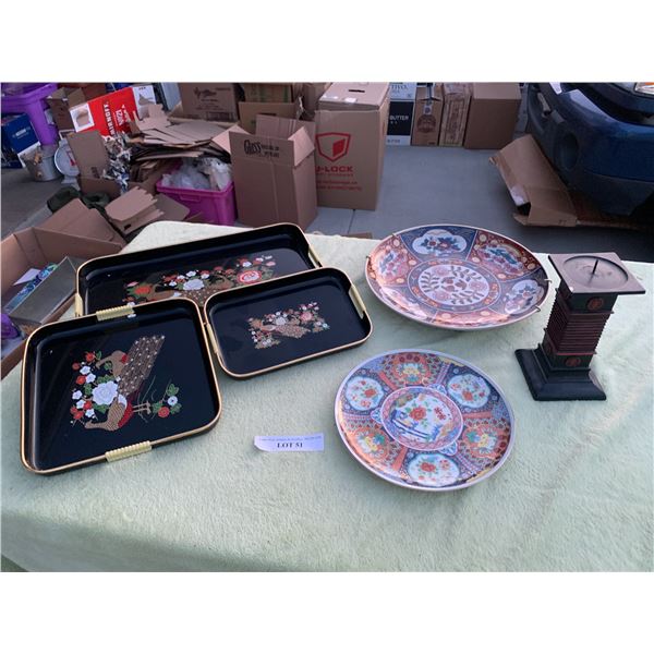 Asian Serving Trays, Pillar Candle Holder, Plate from Japan & China