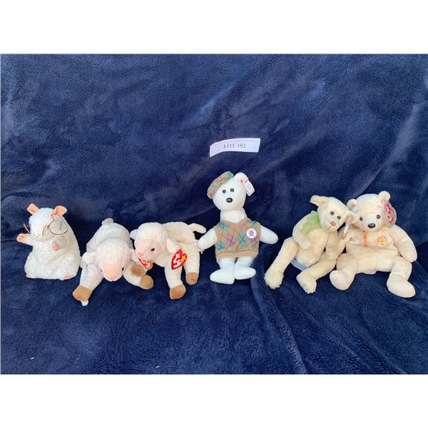 Ty Harper, Pair of Ewey Lamb, Popcorn, Tour Teddy & Cheezer