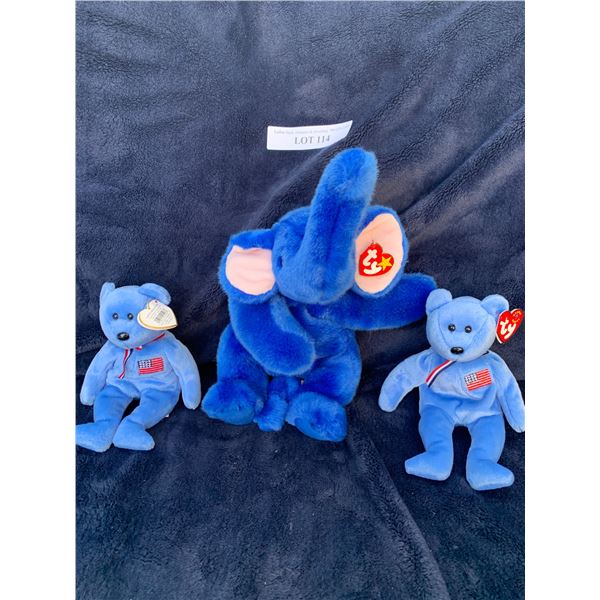 Two Ty America Bears, Peanut Elephant