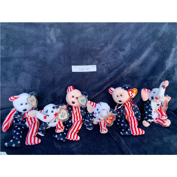 Three Ty Spangle Bears & Three Righty 2000 Elephants