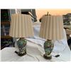 Image 4 : Pair of Vintage Aqua, Green & Navy w Gold Trim Leaf Lamps
