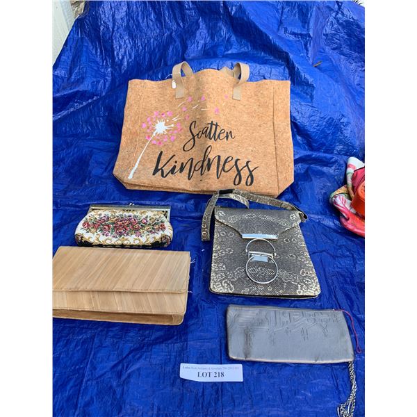 Eel Skin Beige Purse, Floral Evening Bag, Makeup Bag, Vintage Purse &Scatter Kindness Cork Tote