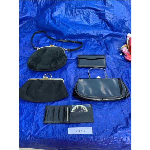 Black Wallet, Eel Skin Wallet & 3 Black Purses