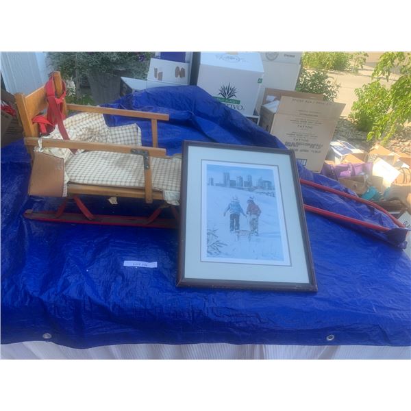 Vintage Sled & Winter Wonderland Sledding in Edmonton Print