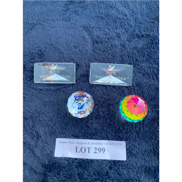 Swarovski Inspirational Africa Crystal Plaque, Mother & Child Plaque,  Blue Crystal Swan Paper Weigh