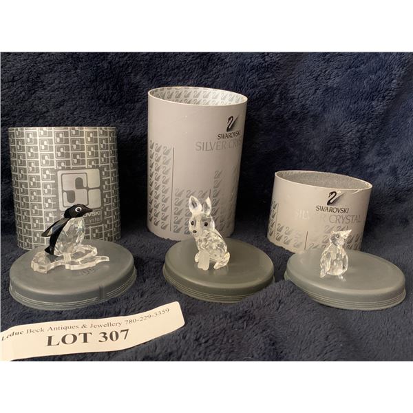 Swarovski Fox, Mini Penguin, Madame Penguin w Ice Flow Base