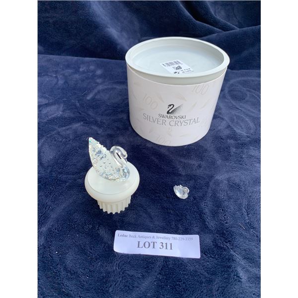 Swarovski Centenary Swan w Pedestal & Mini Swan