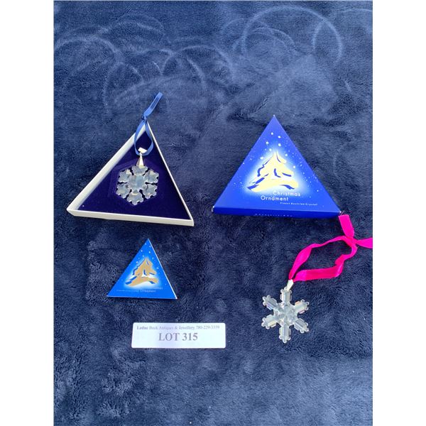 Swarovski 1992 & 1994 Ltd Edition Snowflake Christmas Ornaments