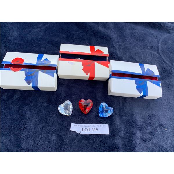 Swarovski Red, Blue & Clear Hearts