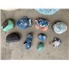 Image 3 : Pair of Beige Planters, Floral Stepping Stone, Painted Garden Rocks & Ornaments