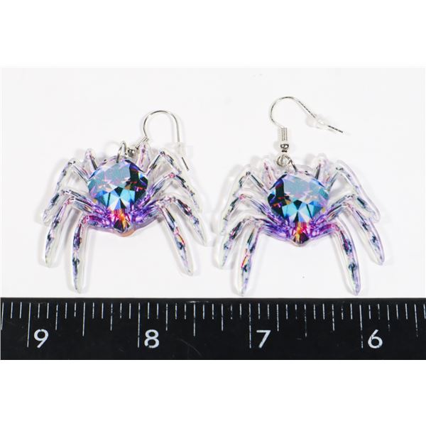 NEW ACRYLIC DANGLE SPIDER EARRINGS