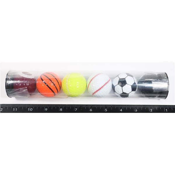 NEW 6 PACK OF SPORT THEME GOLF BALLS