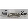 Image 1 : SET OF 2 SWAN GLASS SPOON HOLDERS ON PEWTER TRAY