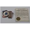Image 1 : AMERICAN QUARTER COLORED COIN PIN W/COA
