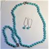 Image 1 : 8)  SET OF AQUA SHELL PEARL 8" BRACELET, 17" STR
