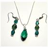 Image 1 : 10)  SET OF TEAL & IRRIDESCENT GREEN SWAROVSKI CRY