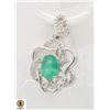 Image 1 : ##45-UNHEATED GREEN AGATE & CZ PENDANT