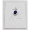 Image 1 : #81-HEATED BLUE SAPPHIRE & CZ PENDANT