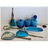 Image 1 : VINTAGE BLUE DECORATIVE BATHROOM SET: 2 MIRRORS,