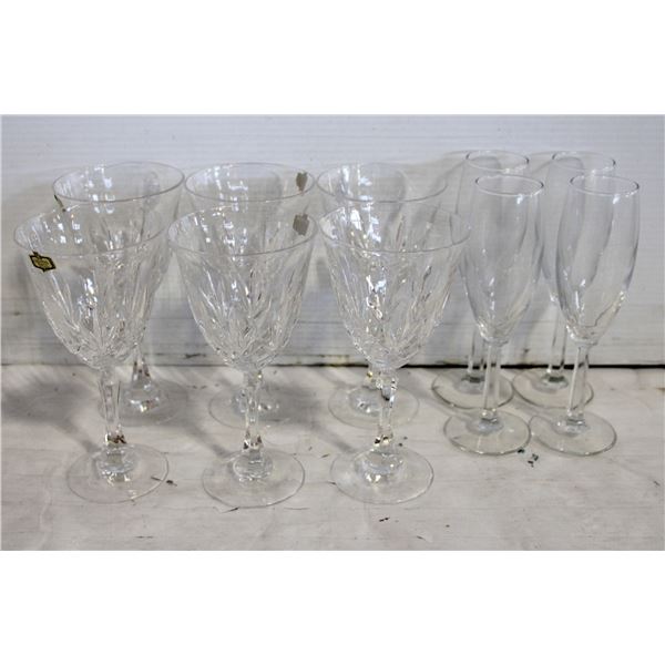 LOT OF 6 VINTAGE CRYSTAL STEMWARE 7.5" HIGH + 4