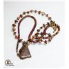 Image 1 : PAIR BEADED STONE AGATE NECKLACES