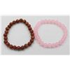 Image 1 : #145-NATURAL PINK ROSE QZ & SUNSTONE BRACELET