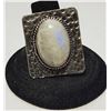 Image 1 : 14)  UNIQUE RAINBOW OVAL MOONSTONE RING WITH
