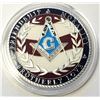 Image 1 : 23)  ENCAPSULATED FREE MASONS SILVER TONE &