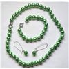 Image 1 : 5)  SET OF SOFT GREEN SHELL PEARL 18" STRAND NECK