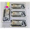 Image 1 : 4 SEQUENTIAL 1973 CANADA $1 BILLS