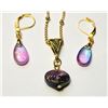 Image 1 : 30)  GOLD TONE PALE PINK & BLUE WITH SPRINKLES OF