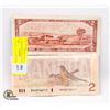 Image 2 : 1954 TWO CANADIAN DOLLAR & 1986 TWO DOLLAR BILL