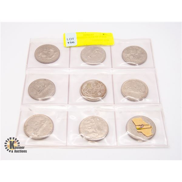 NINE CANADIAN DOLLAR COINS