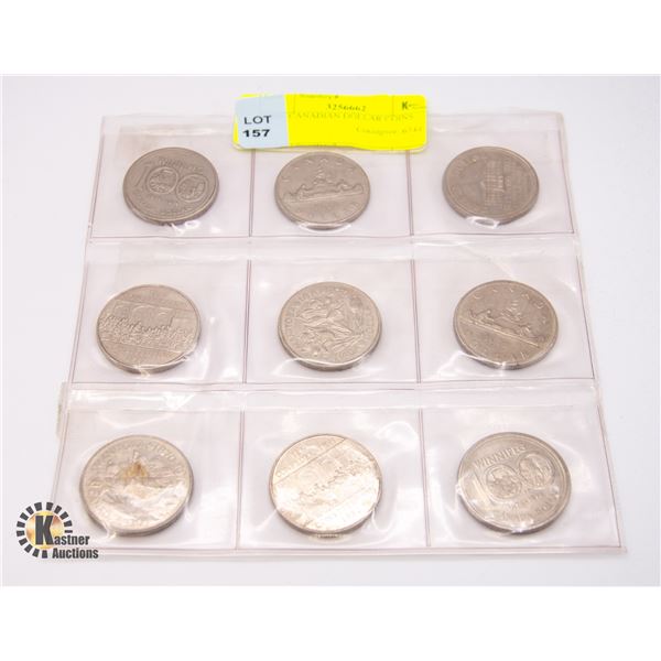 NINE CANADIAN DOLLAR COINS