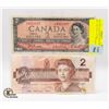 Image 1 : 1954 TWO CANADIAN DOLLAR & 1986 TWO DOLLAR BILL