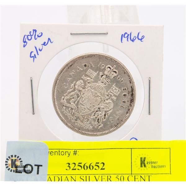 1966 CANADIAN SILVER 50 CENT COIN 80% SILVER