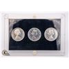 Image 2 : 1958,64,67 SET OF 3 SILVER CANADA COMMEM. $1 COINS